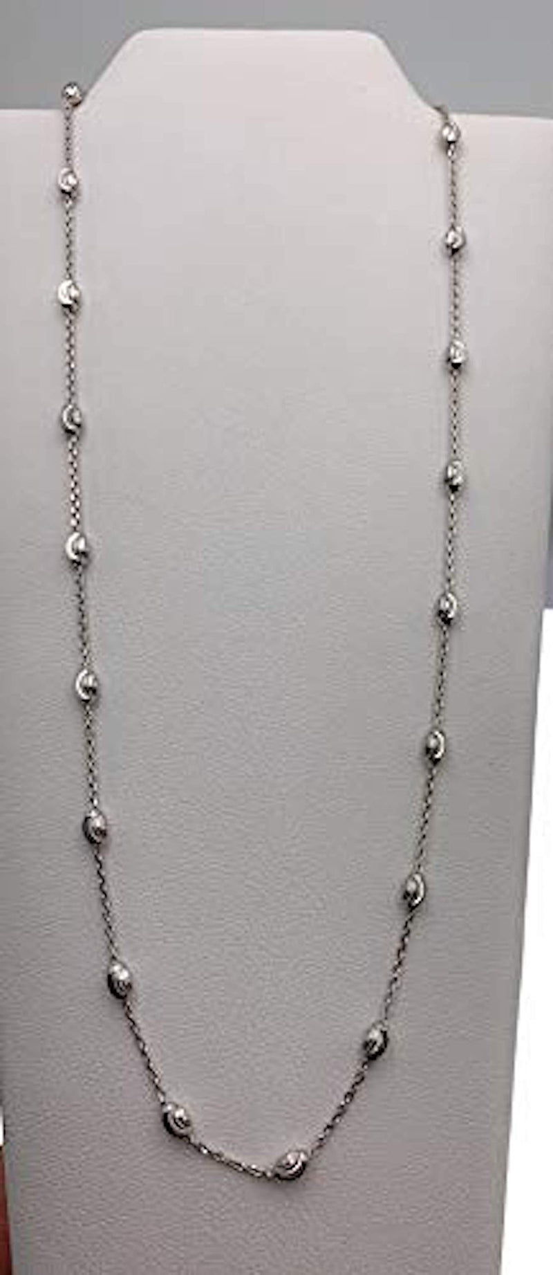 [Australia] - Silvadi Sterling Silver Italian Mooncut Bead Necklace 16.0 Inches 
