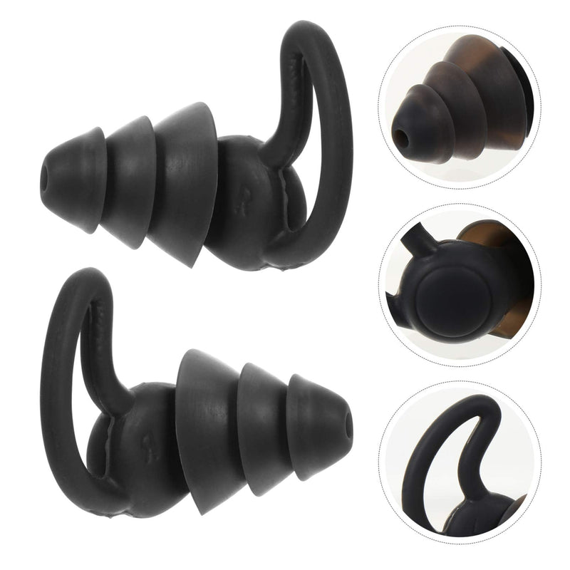 [Australia] - Milisten Silicone Earplugs Noise Reduction Reusable Noise Cancelling Ear Plugs for Sleeping Racing Airplane Traveling Supplies 1 Pair Black 