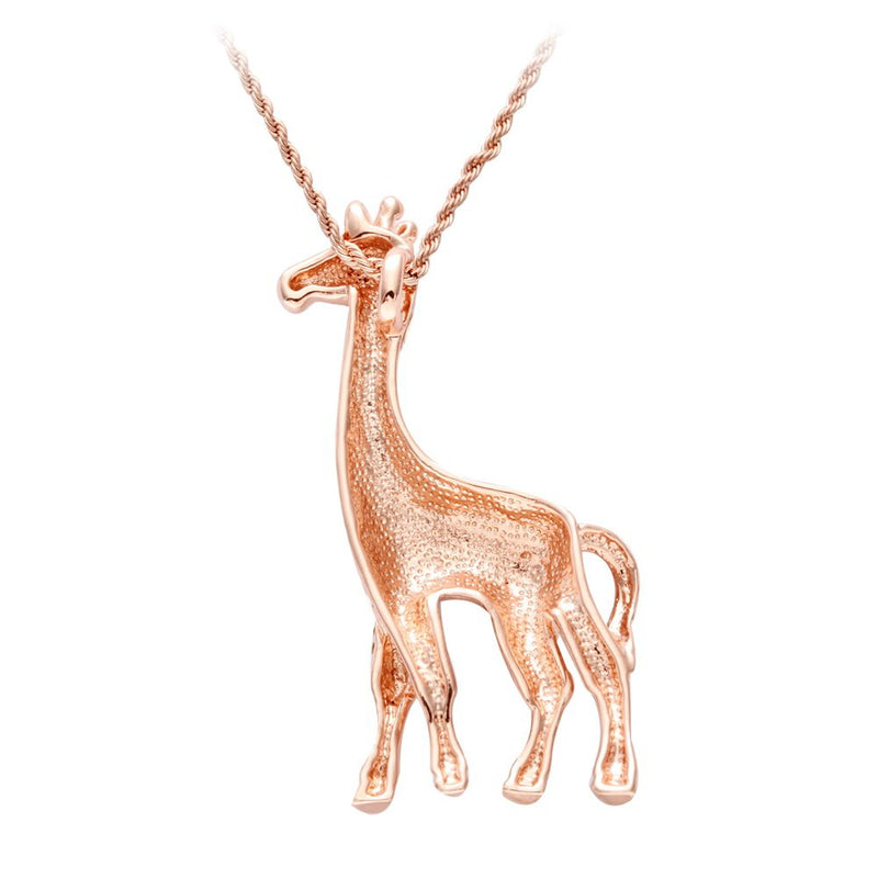 [Australia] - SENFAI Giraffe Deer Pretty Black Enamel Crystal Sweater Pendant Necklace Three Color Rose Gold 