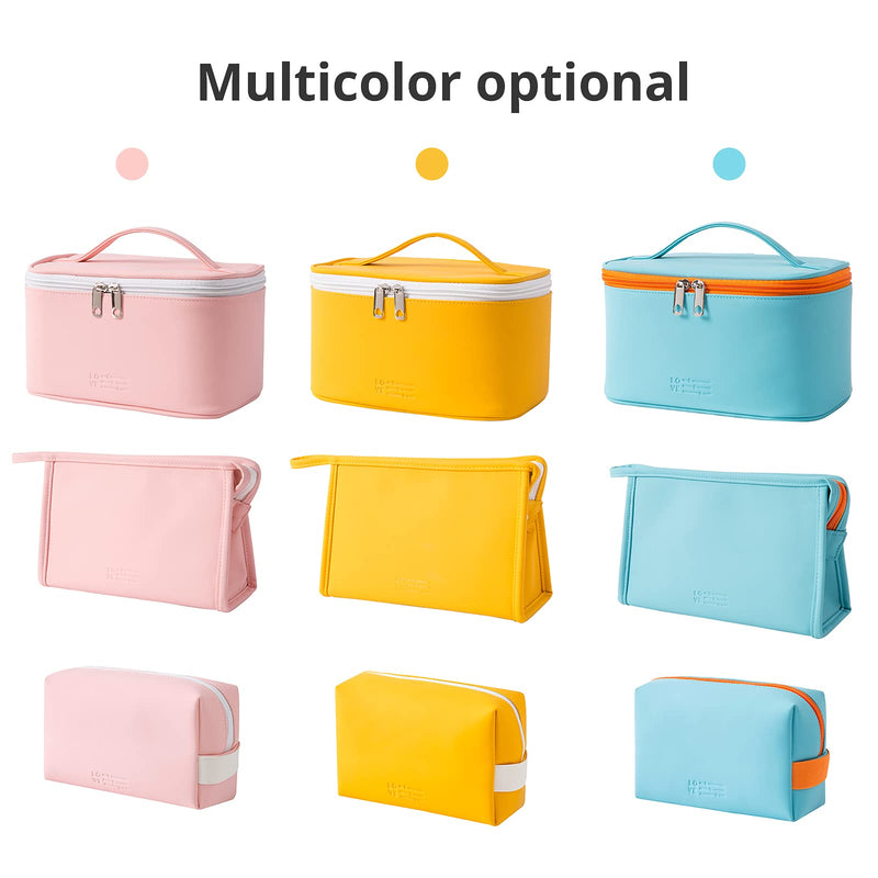 [Australia] - Cosmetic Bag Makeup Bag for Purse Pouch Travel Beauty Zipper Organizer Bag Gifts for Girl Women, PU Leather Washable Waterproof 3 Light Blue 