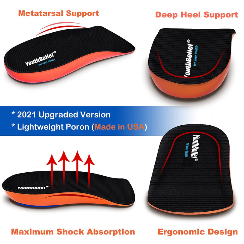 [Australia] - YouthBelief Plantar Fasciitis Inoles Heel Cup[Poron -Made in USA] Women Men Heel Insoles for Heel Pain,Heel Spurs, Flat Feet, Tendonitis, Shock Absorption Inserts (Black, Women 6-11.5 / Mmen 4.5-9.5) Black 