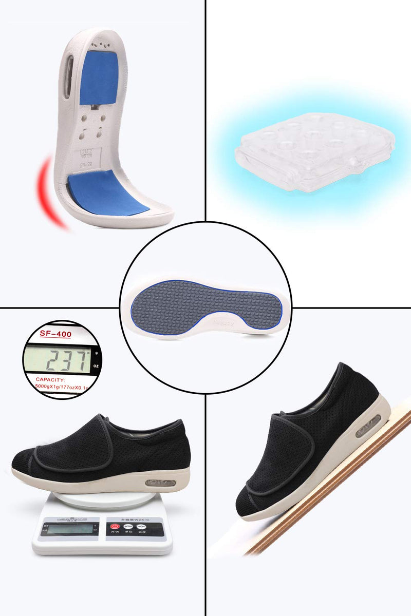 [Australia] - strywoik Women's Wide Width Shoes - Walking Adjustable Wide Comfort Women’s Diabetes Shoes for Diabetic Edema Plantar Fasciitis Bunions Arthritis Swollen Feet 8 Wide Full Black 