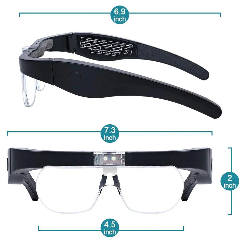 [Australia] - Headband Magnifier, Rechargeable Magnifying Glass with Light for Close Work Hands Free Interchangeable Magnification Lenses 1.5X 2.5X 3.5X 5X for Jewelry, Crafts, Cross Stitch Black 