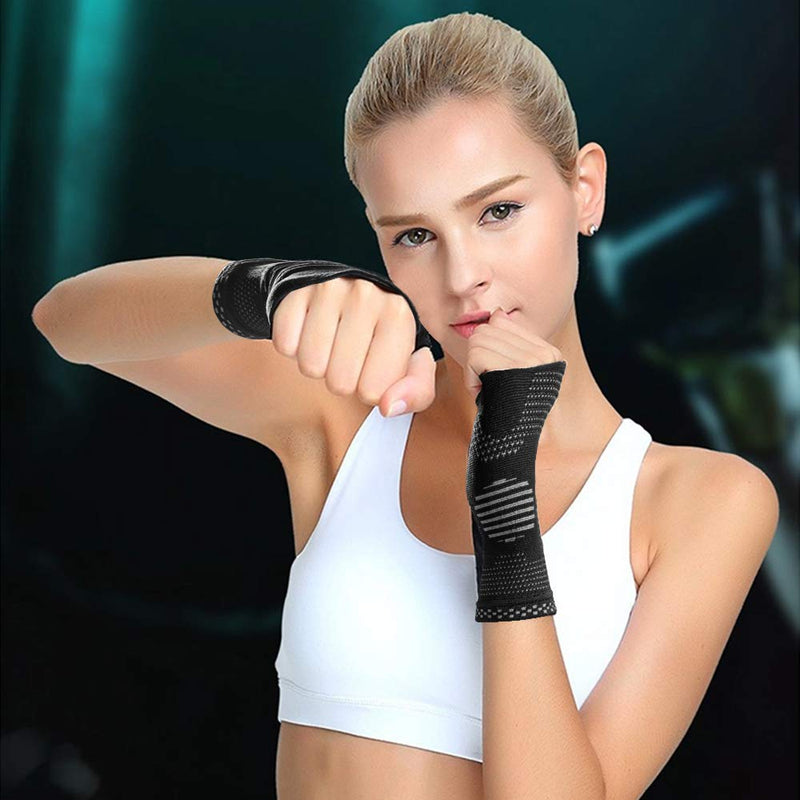 [Australia] - ABYON Wrist Compression Sleeves (Pair) for Carpal Tunnel and Pain Relief Treatment,Wrist Support for Women and Men.Breathable and Sweat-Absorbing carpal tunnel wrist brace Black Small 