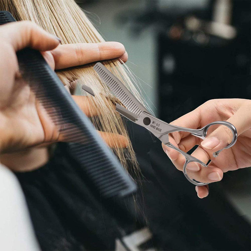 [Australia] - Moontay 6.0" Professional Hair Scissors Set, Unique Sword Holes Blades Design Hair Cutting Shears Kit, Thinning Scissors, Salon Haircut Shear for Stylist, Barber, Hairdresser, 440C Japanese Steel Cutting & Thinning Set 