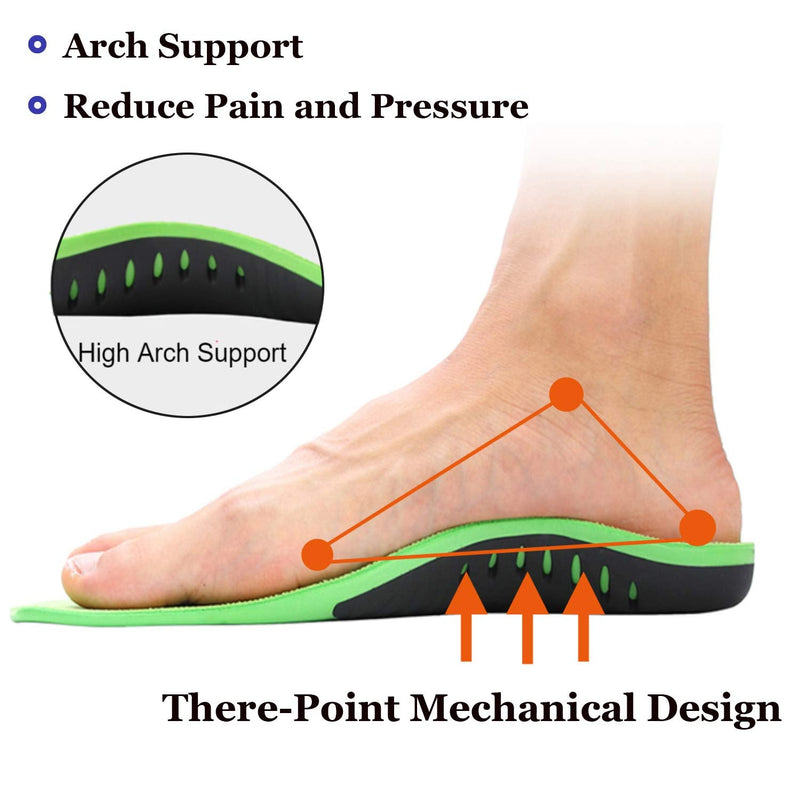 [Australia] - Plantar Fasciitis Arch Support Shoe Inserts Women & Men - Insoles Orthotic Inserts for Flat Feet, Cushioning Shoe Insoles for Foot Pain, Running, Heel Spurs, Arch Pain High Arch - Boot Insoles Green L: Mens 10-12 / Womens 11-13 