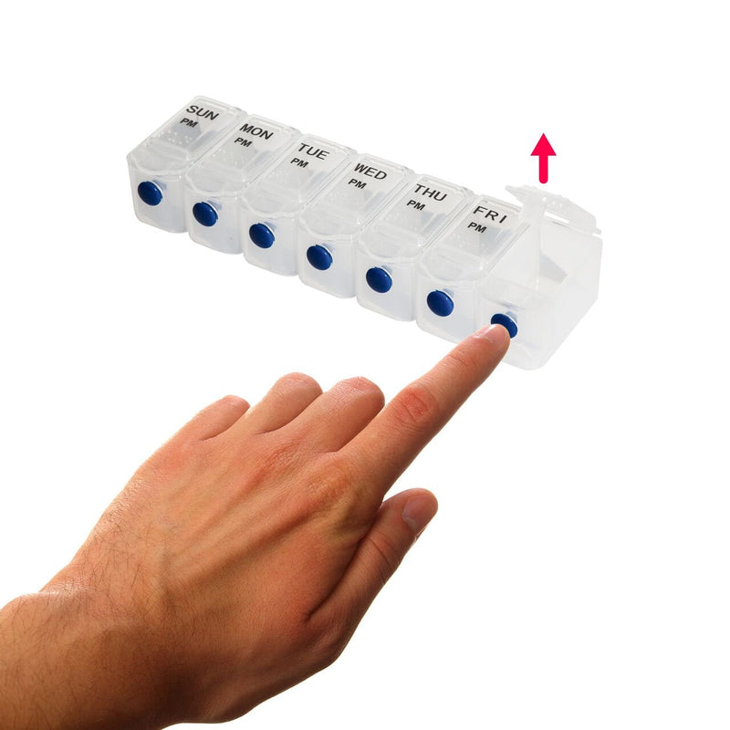[Australia] - Safe and Sound 7 Day 14 Compartment AM and PM Push-button Easy-open Pill Box, Printed and Braille, Includes Two Patient Record Cards 14 Count (Pack of 1) 