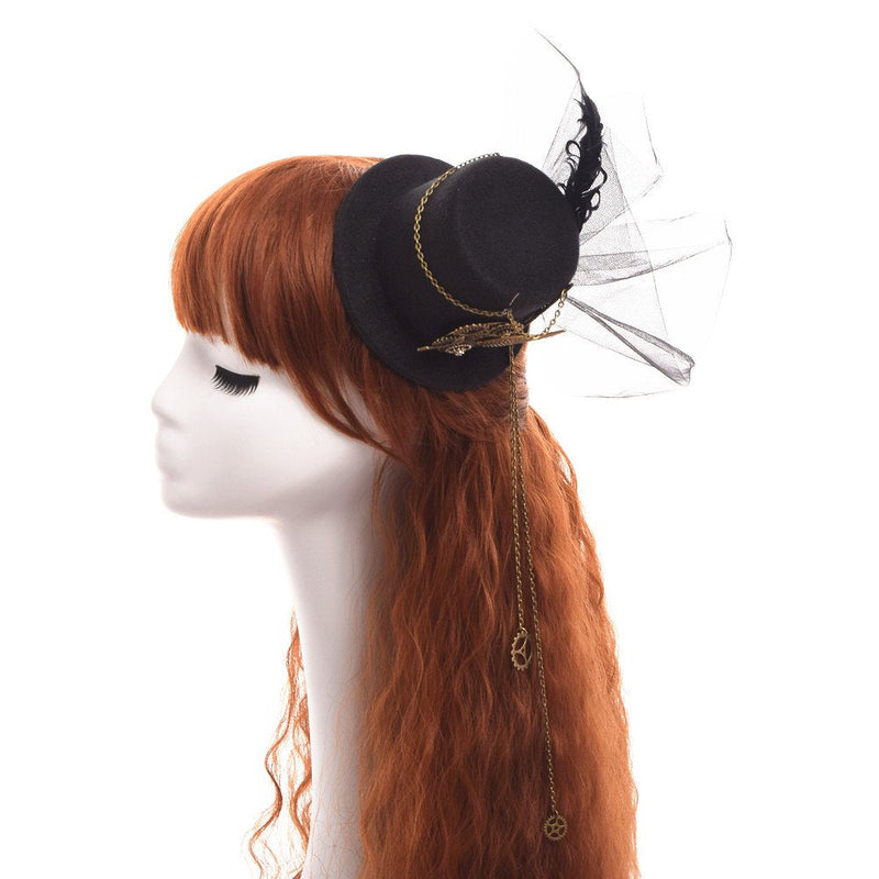 [Australia] - BLESSUME Victorian Steampunk Women Mini Top Hat Hair Clip Party Hat Dancing Cocktail Head Clip A 