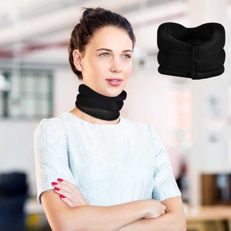 [Australia] - Soft Foam Neck Support, Black Cervical Collar for Neck Pain Relieves Pain & Pressure Neck Brace for Neck Pain and Support for Neck Support(Free Size) 