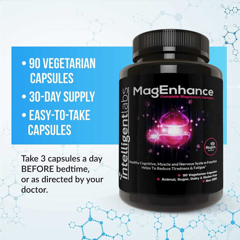 [Australia] - MagEnhance Magnesium Supplement by Intelligent Labs, Magnesium-L-Threonate Complex with Magnesium Glycinate and Taurate, 90 Capsules 