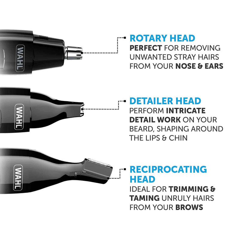 [Australia] - WAHL Hair Trimmer, Nose Hair Trimmer, Ear Hair Trimmer, Eyebrow Trimmer, Washable Heads & 3-in-1 Personal Trimmer, Trimmers for Men and Women, Nose Ear and Eyebrow Trimmer + 3-In-1 Personal Trimmer 