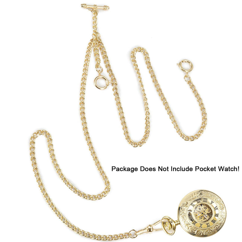 [Australia] - SIBOSUN Pocket Watch Chain Double Albert T-Bar - Antique 29 Inch Chains Vest Waistcoat 2 gold 