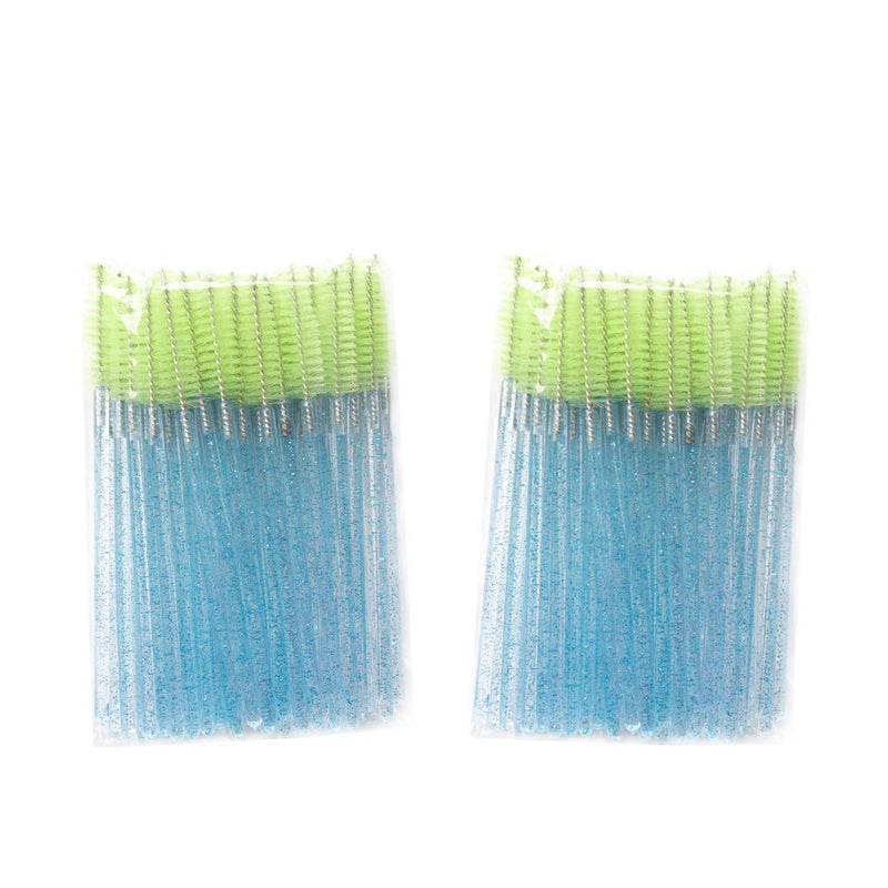 [Australia] - 300 Pack Mascara Wands Disposable Eyelash Extension Tool Eye Lash Brushes Makeup Applicator Kit, Crystal Blue/Light Green Light Green 