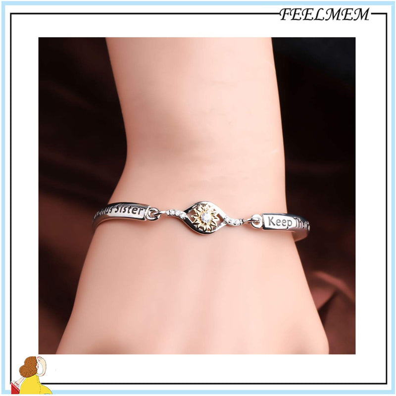 [Australia] - FEELMEM Sunflower Friendship Jewelry You are a Badass Bonus Sister Keep That Shit Up Bracelet BFF Gift Unbiological Sister Gift for Bonus Sister bonus sister-bracelet 