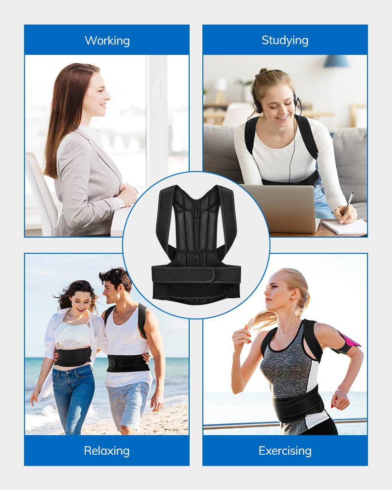 [Australia] - AEVO Compact Posture Corrector for Men and Women, Adjustable Upper Back Brace for Clavicle Support, Neck, Shoulder, and Back Pain Relief, Invisible Comfortable Back Straightener,M Medium (Pack of 1) 