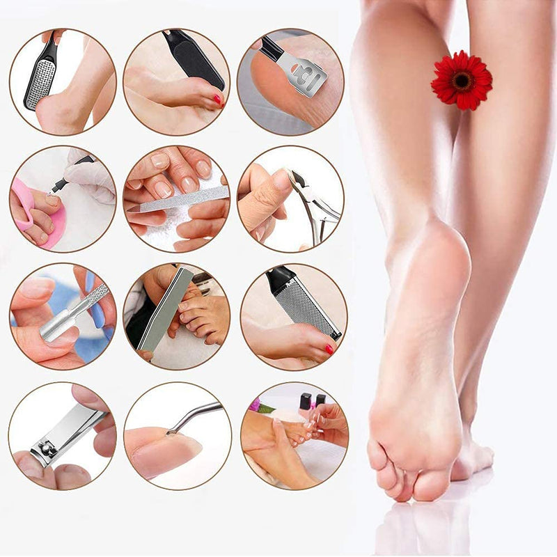 [Australia] - 23 in 1 Pedicure Kit, Professional Manicure Foot Scrubber Nail Tools Supplies Set, Foot Exfoliator Scrub Scraper Callus Cuticle Dead Skin Remover for Feet, Foot File Scraper Rasp Care Kits Pedicure 