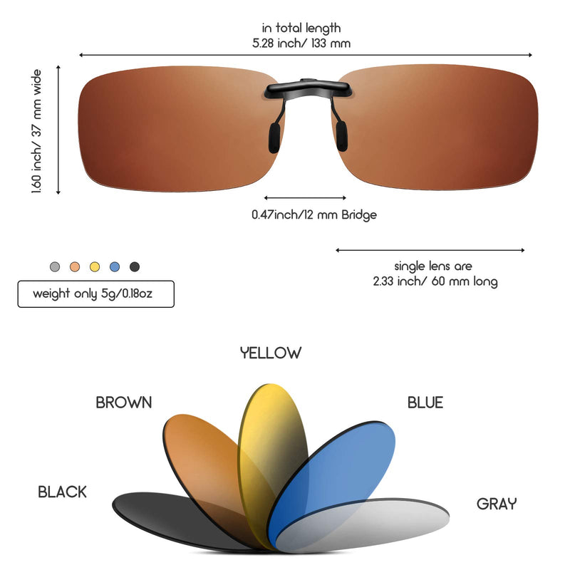 [Australia] - 5 Pieces Polarized Clip on Sunglasses Rimless Rectangle Clip on Sunglasses Lightweight Polarized Eyeglasses for Myopia Eyeglasses Outdoor Night Driving Men Women 