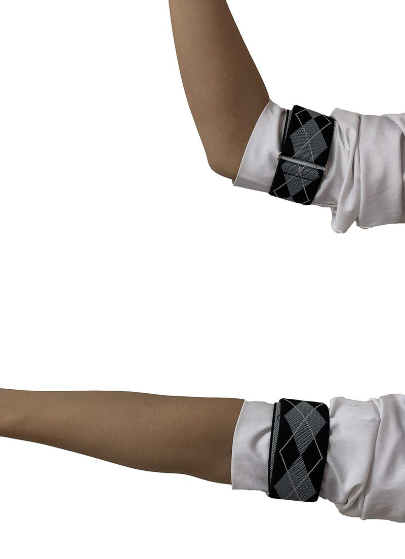 [Australia] - SupSuspen Mens 2PCS Solid Color Shirt Garters Sleeve Holders Armbands 1.4''Width One Size Black 