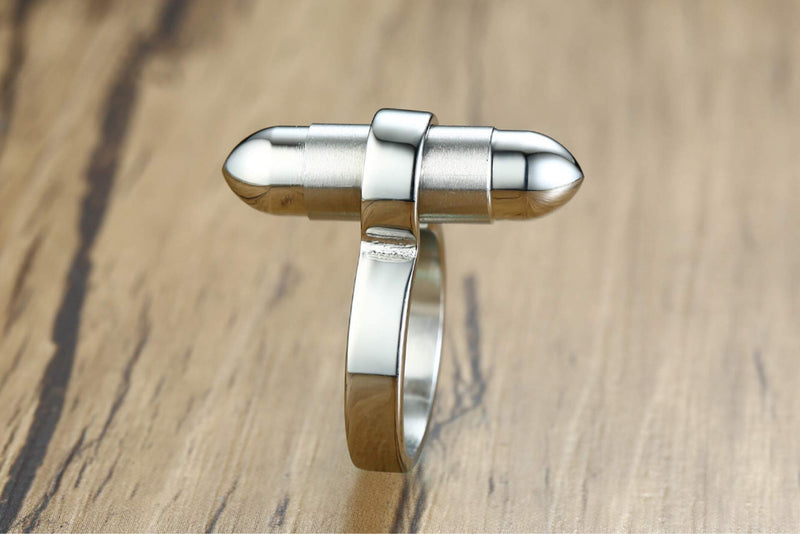 [Australia] - MEMORIALU Stainless Steel Bullet Shape Urn Ring for Ashes Cremation Memorial Jewelry 7 