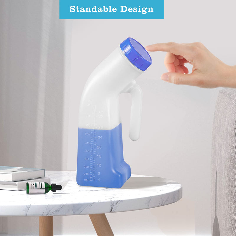 [Australia] - Unisex Urinals, Plastic Urine Bottles for Men and Women, SpillProof Screw Cap Lid, Portable Toilet Urinals Ideal for Car Travel Outdoor 2x Urinal - White and Blue 