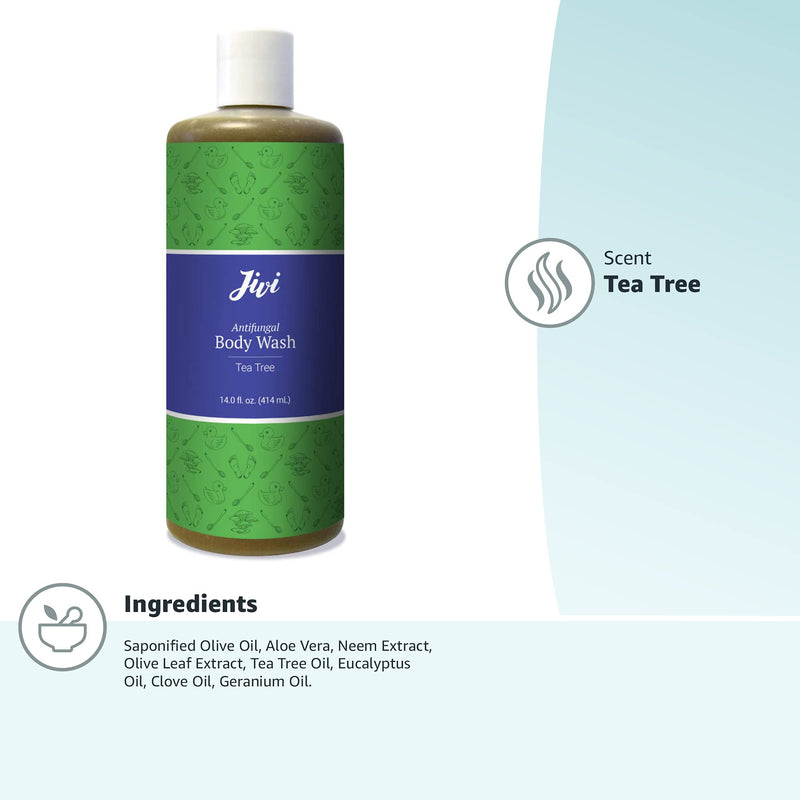 [Australia] - Jivi Antifungal Body Wash, Treats Athlete’s Foot, Toenail Fungus, Ringworm, Jock Itch, & More, Tea Tree, 12 Fl Oz, green 