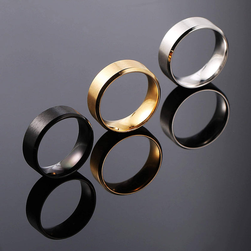 [Australia] - Scddboy 6MM Stainless Steel Matte Polished Rings for Men Wedding Ring Classical Simple Plain Ring Black 7 