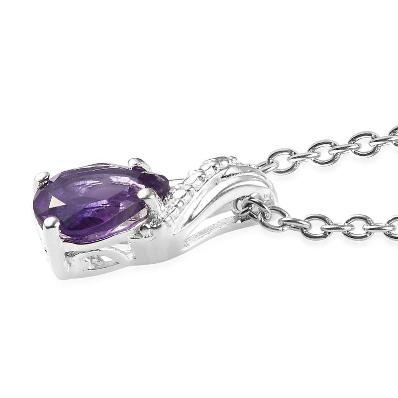 [Australia] - Shop LC Delivering Joy 925 Sterling Silver Dangle Drop Earrings Chain Pendant Necklace Jewelry Set for Women 20''(Amethyst/Garnet/Citrine/Topaz/Tourmaline) Amethyst 