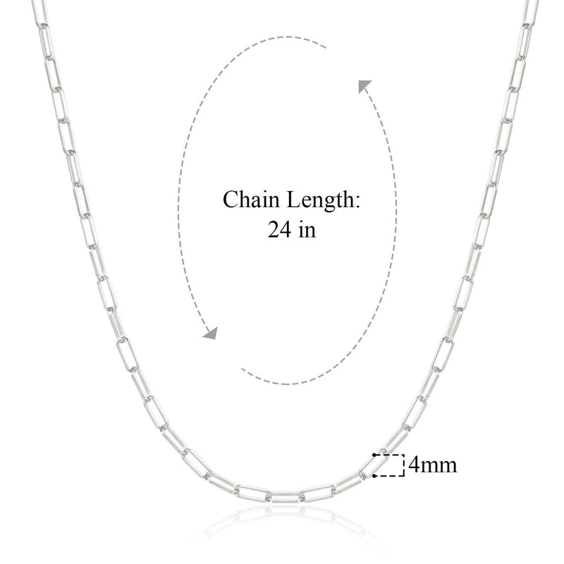 [Australia] - BOUTIQUELOVIN Women Chain Necklace, Silver Plated Paperclip Link Chain Necklace for Girls 24" necklace 