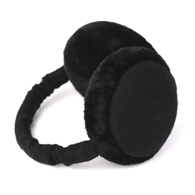 [Australia] - Faux Furry Earmuffs Winter for Women & Men Adjustable & Foldable Ear Warmers Classic Outdoor Black 