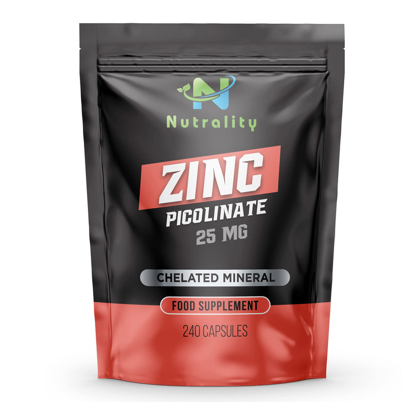 [Australia] - Nutrality Zinc Picolinate 25 mg - High Absorption Immune System Booster, Allergen-Free Zinc Supplement � 240 Day Supply Capsules - Vegan & Vegetarian Friendly 