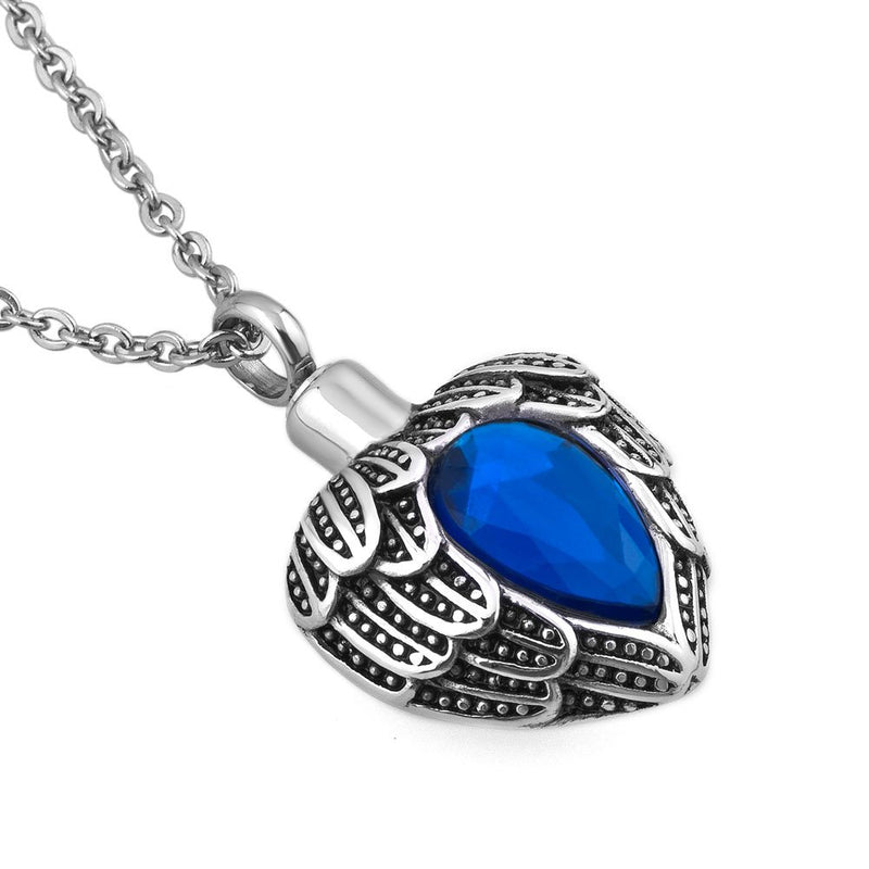 [Australia] - Lantern Low Cremation Jewelry Urn Necklaces for Ashes Heart Crystal Keepsake Pet Memorial Pendants Blue 