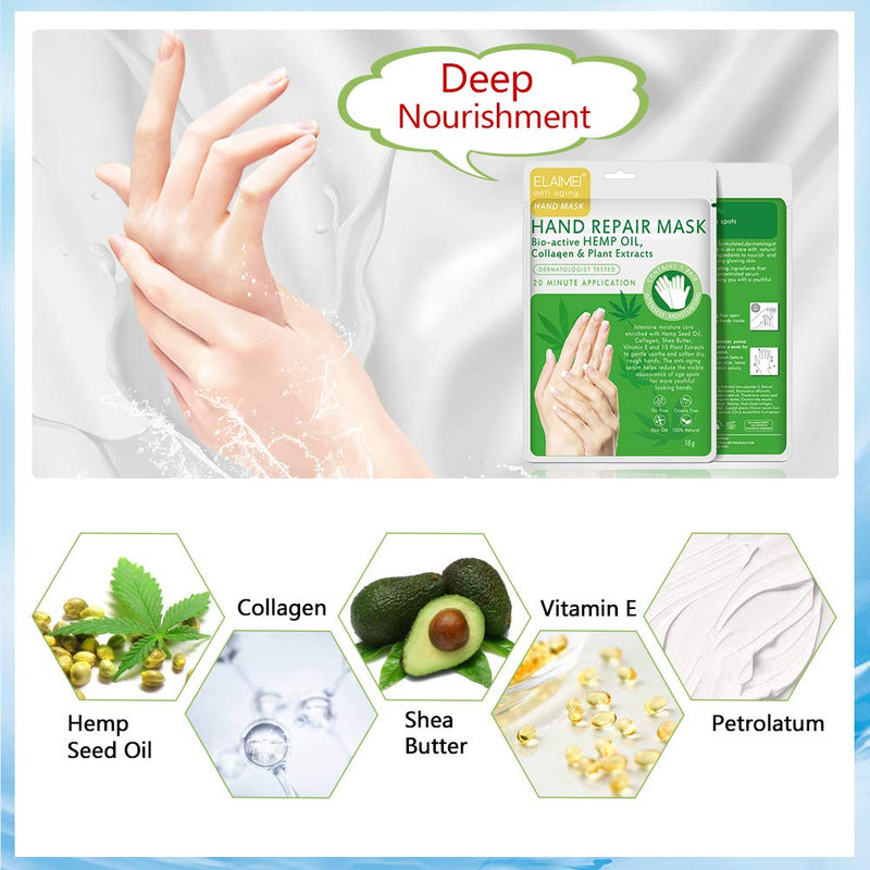 [Australia] - Hand Peel Mask 5 Pack, Moisturizing Gloves, Exfoliating Hand Peeling Mask, Hand Mask, Moisture Enhancing Gloves for Dry Hands, Repair Rough Skin Remove Dead Skin for Women or Men (Green) Green 