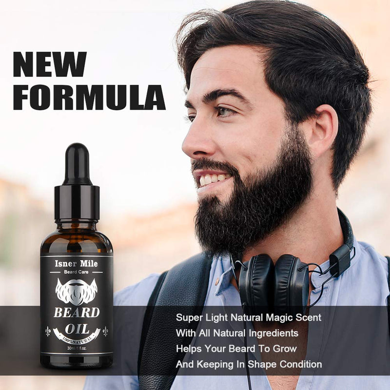 [Australia] - Isner Mile 2 Pack Beard Oil for Men with Castor Oil Serum Conditioner Light Magic Scent, 100% Pure Natural Premium Beard Growth Oil to Cure Beard Itch, Soften, Moisturizing & Strengthen Mustache 1 