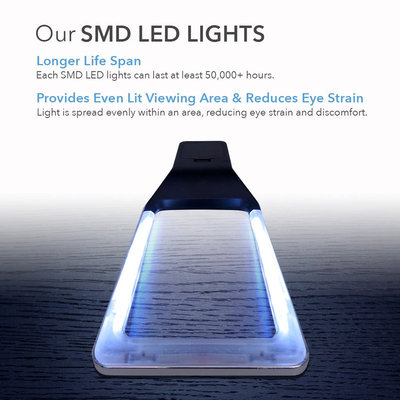 [Australia] - [Rechargeable] 4X Magnifying Glass with [10 Anti-Glare & Fully Dimmable LEDs]-Evenly Lit Viewing Area-The Brightest & Best Reading Magnifier for Small Prints, Low Vision Seniors, Macular Degeneration 
