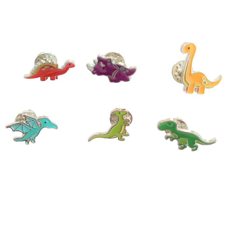 [Australia] - Charming Colorful Dinosaur Enamel Pin Set - Set of 6 - Brooches Pin Badges for Clothing Bags Backpacks Jackets Hat DIY 