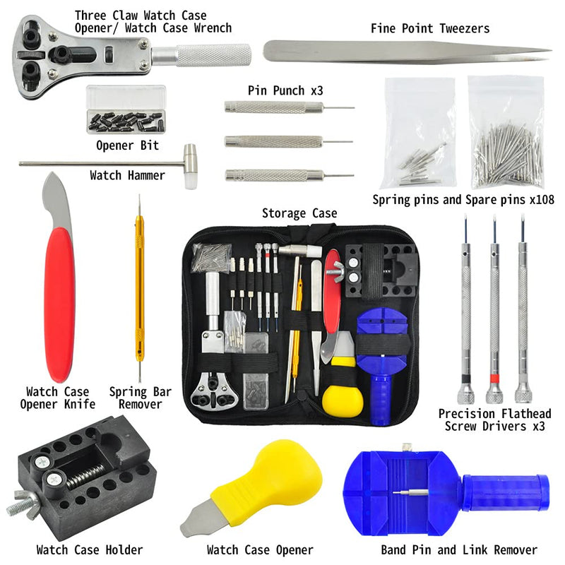 [Australia] - Japard Watch Repair Kit Professional 17 in 1 Fox Tool with Carrying Case Maintenance Adjustment Cleaning Battery Change 