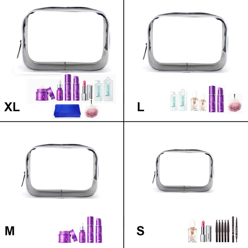 [Australia] - HQDeal Clear Zipper Toiletry Bag in 4 Size, Airport Security Approved PVC Travel Luggage Pouch Transparent Makeup Bag Cosmetic Bag Waterproof Shower Wash Bag Organizer for Women Men Kids 