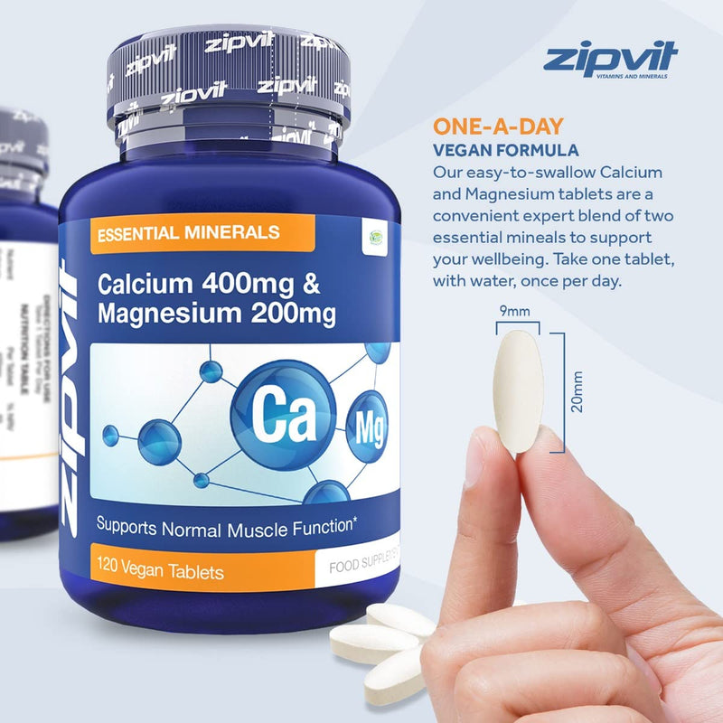 [Australia] - Calcium 400mg and Magnesium 200mg, 120 Vegan Tablets (4 Months Supply). Vegetarian Society Approved 