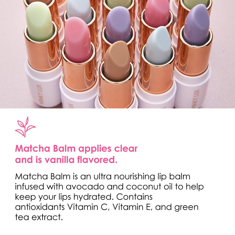 [Australia] - Winky Lux Matcha Lip Balm, All-Day Non-Tinted Lip Balm Stick, Hydrating All-Natural Green Tea Extract, 0.14 Oz, Clear 