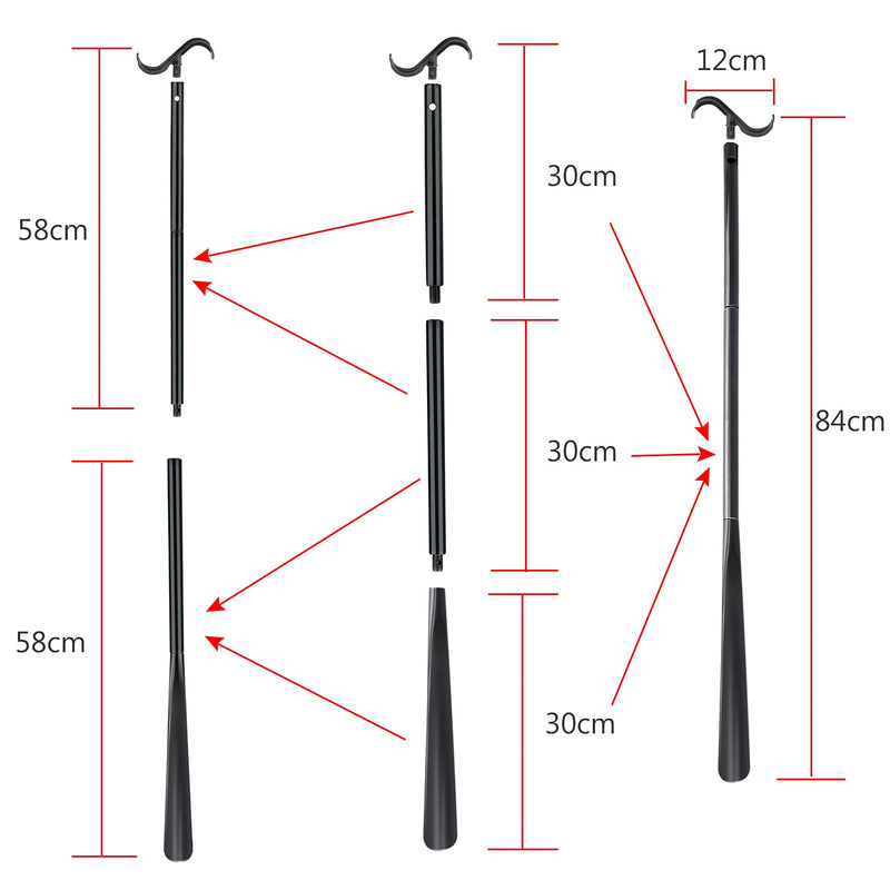 [Australia] - 35" Long Dressing Stick with Shoe Horn with Sock Removal Tool, Adjustable Extended Dressing Aids for Shoes, Socks, Shirts and Pants 