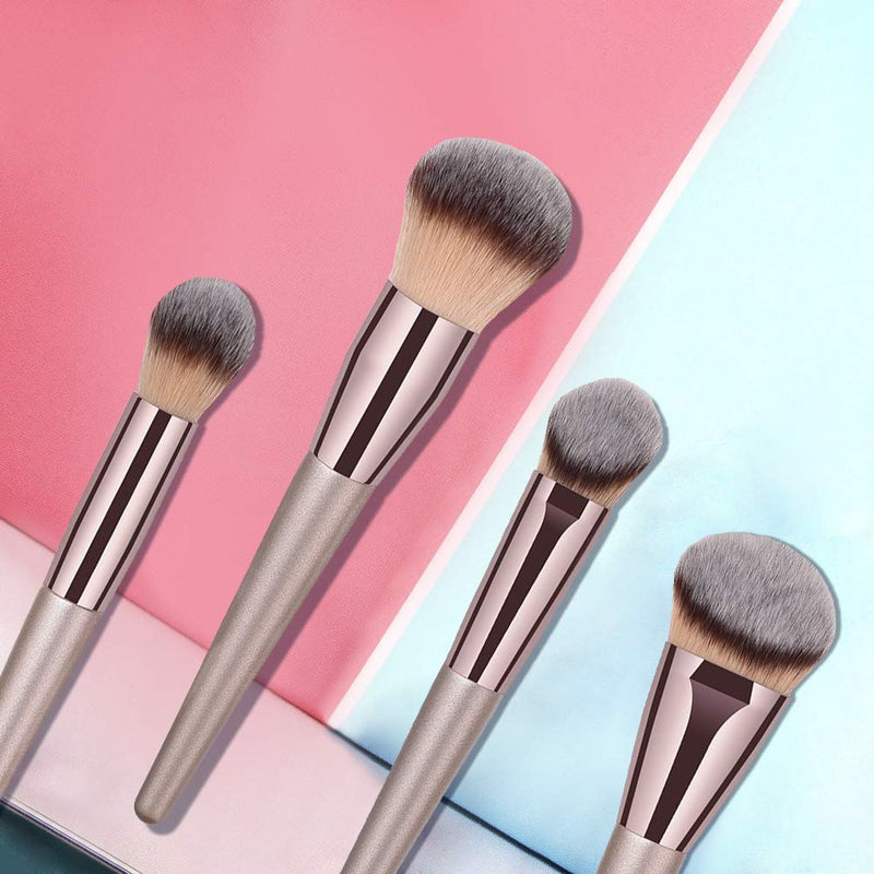 [Australia] - BBL 4pcs Luxury Champagne Gold Makeup Brush Set, Premium Synthetic Foundation Blending Powder Liquid Cream Buffing Tapered Concealer Contour Face Kabuki Make Up Brushes cosmetics tools applicator B-4pcs 