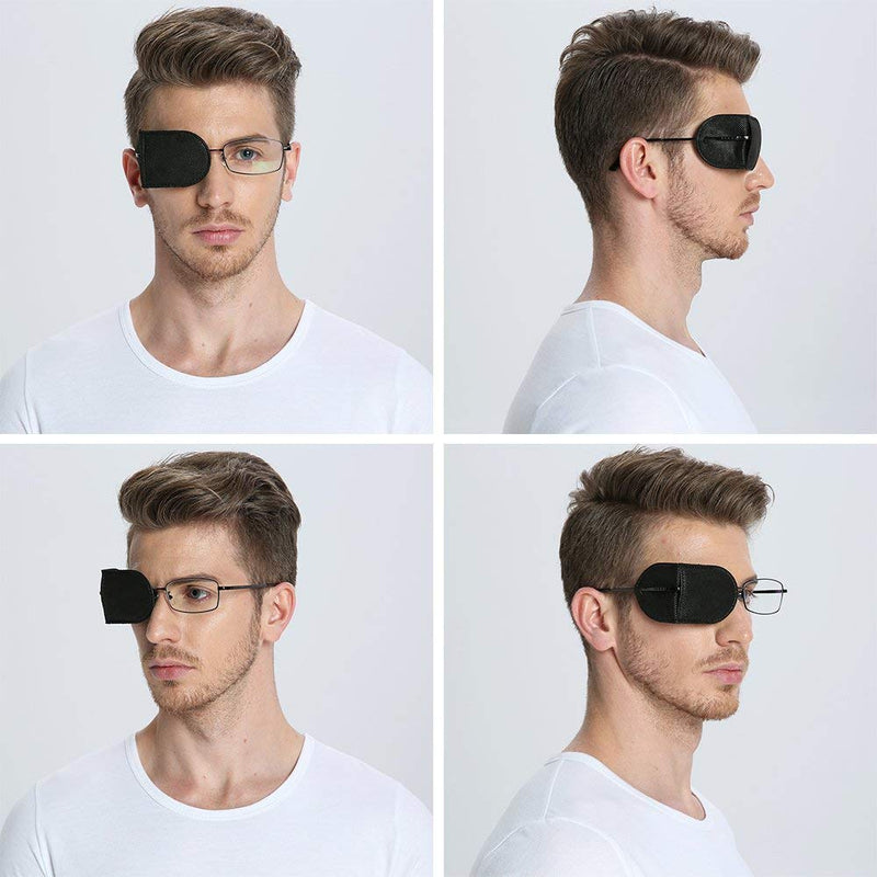 [Australia] - pengxiaomei 6 Pairs Eye Patches, 2 Size Adjustable Lazy Eye Patches Amblyopia Corrected/Visual Acuity Recovery Eye Patches for adults and kids (Black) Black 