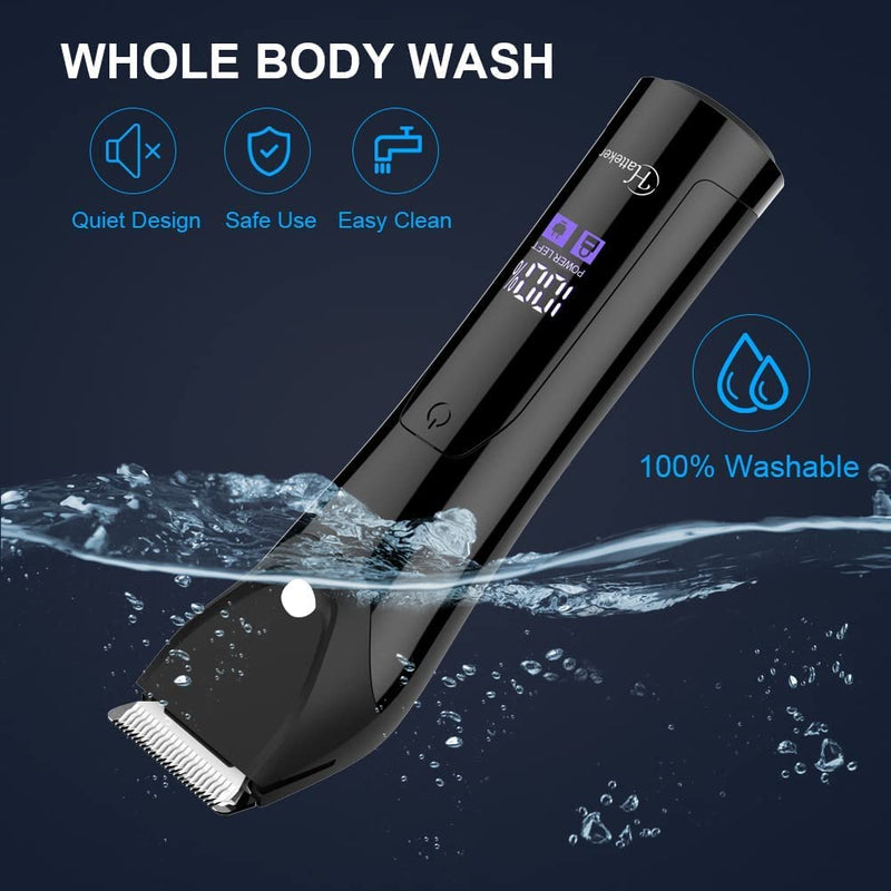 [Australia] - Hatteker Professional Electric Groin Hair Trimmer Below-The-Belt Trimmer Pubic Hair Ball Shaver Body Groomer for Men Male Hygiene Razor IPX7 Waterproof Wet Dry Ceramic Blades 