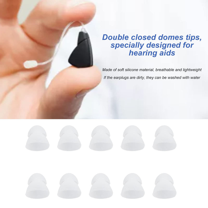 [Australia] - Hearing Aid Ear Tips,ANGGREK10Pcs/Set Hearing Aid Domes 10mm Double Bass Domes Silicone Earplugs Replacement for Hearing Amplifiers(White) White 