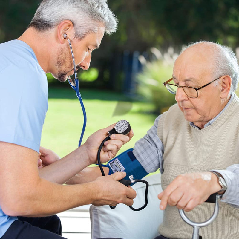 [Australia] - Dixie EMS Aneroid Sphygmomanometer and Dual Head Stethoscope Set with Adult Size Blood Pressure Cuff, Calibration Key and Carrying Case – Navy Blue 