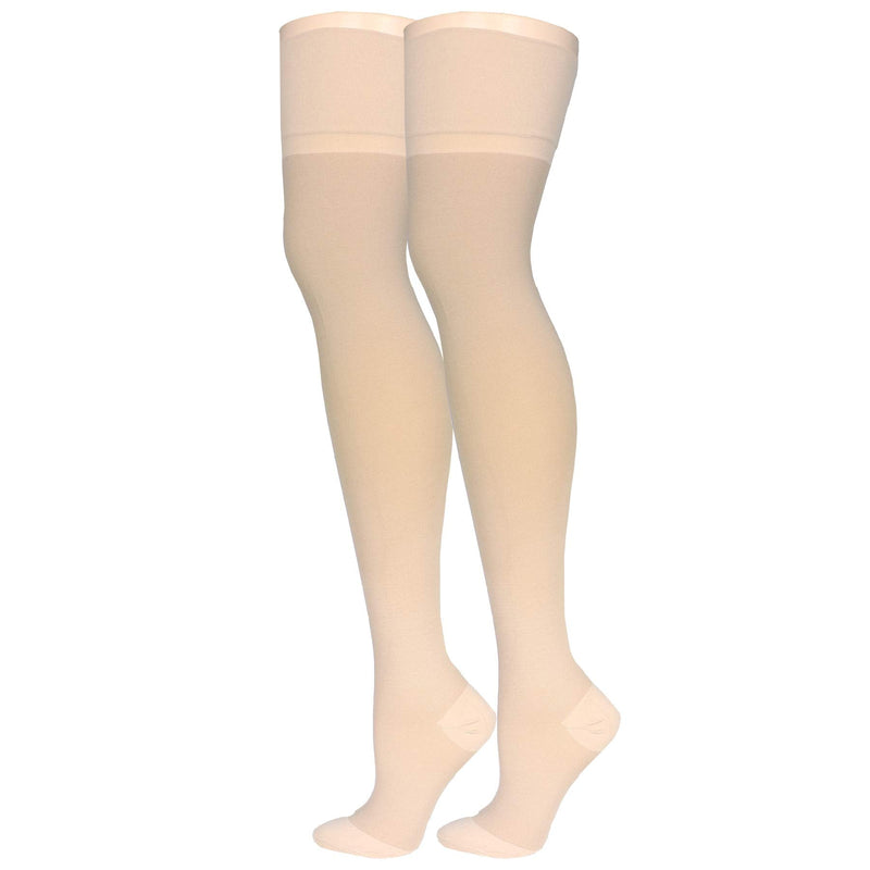 [Australia] - Truform 30-40 mmHg Compression Stockings for Men and Women, Thigh High Length, Closed Toe, Beige, Small 