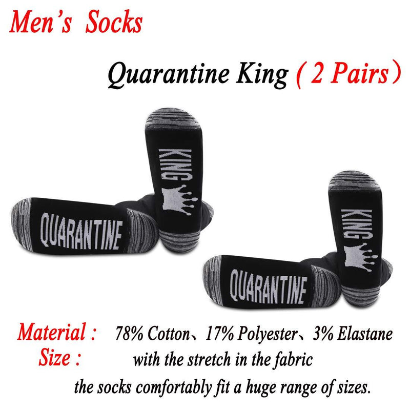 [Australia] - PYOUL 2 Pairs Quarantine Socks Quarantine Gift Funny Socks Quarantine Queen/King Socks Quarantine King 