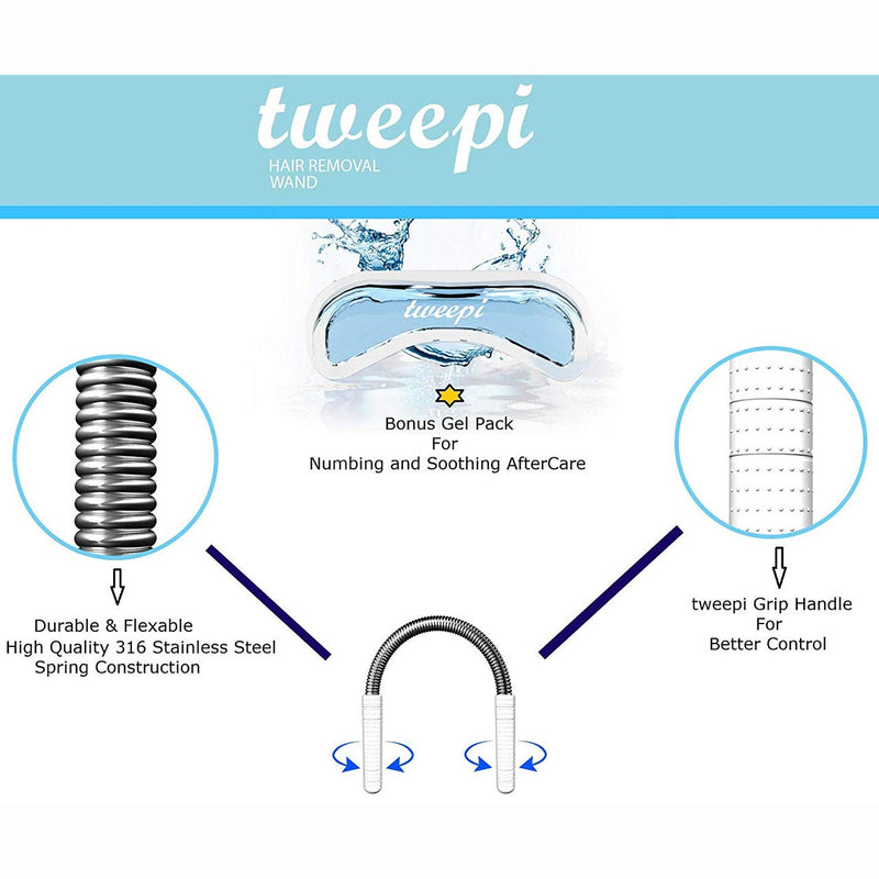 [Australia] - Tweepi Hair Removal Wand- With Upper Lip Shaped Cool Gel Pack for Numbing and Soothing Aftercare 