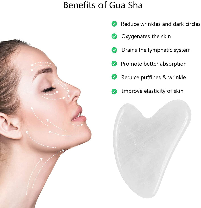 [Australia] - Gua Sha Facial Tools, Jade Gua Sha Stones Massage Scraping for Physical Therapy and SPA Acupuncture Therapy Used for Face, Eyes, Neck and Body (White) White 