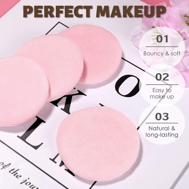 [Australia] - Frcolor 10pcs Powder Puff Pure Cotton Round Makeup Puff with Strap for Powder Foundation Loose Mineral Powder Body Powder (5.5 x 7mm Random Color) 